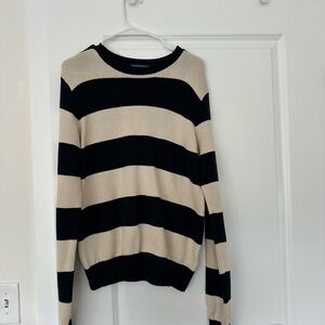 Brandy Melville Navy & Cream Stripe Crewneck Sweater